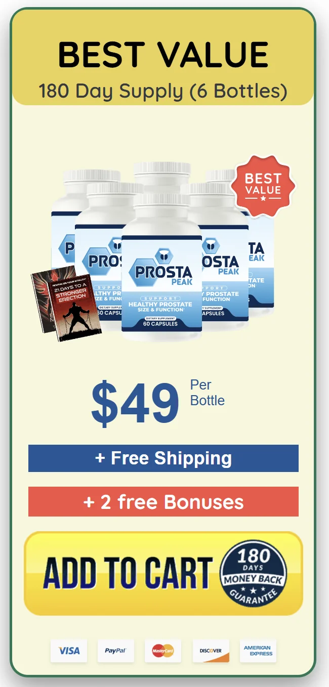 Prosta Peak BUNDLE 3 bottles 90 day supply 69 per bottle total 207 free shipping bonuses Buy Now pricing card